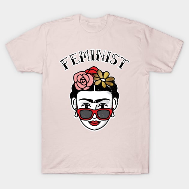 Cute Feminist Frida Kahlo T-Shirt by PUFFYP